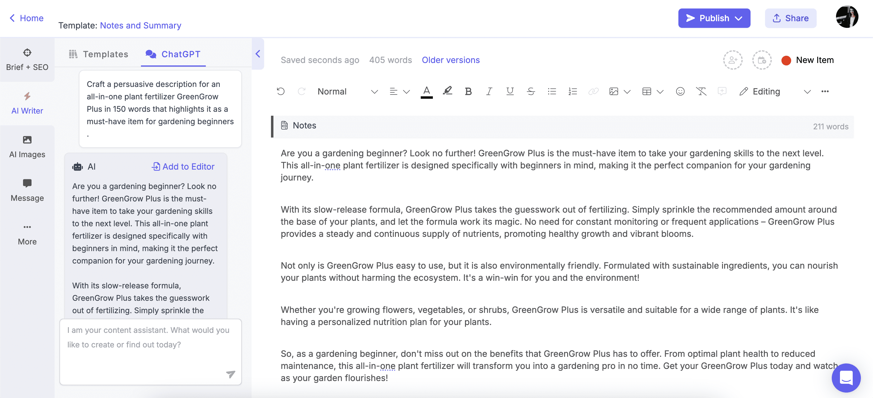 ChatGPT prompts for product descriptions
