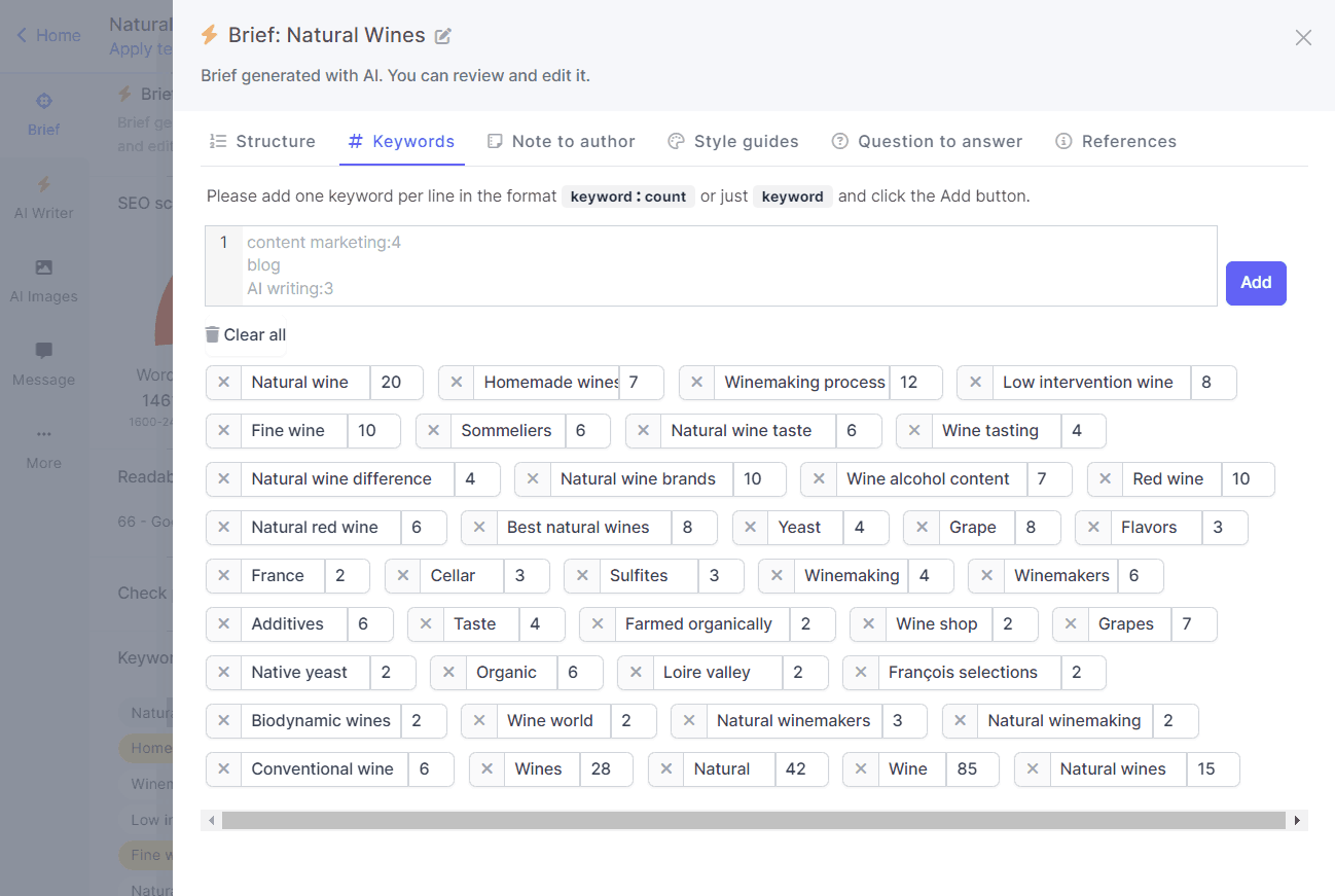 Generative AI - SEO content brief on Narrato