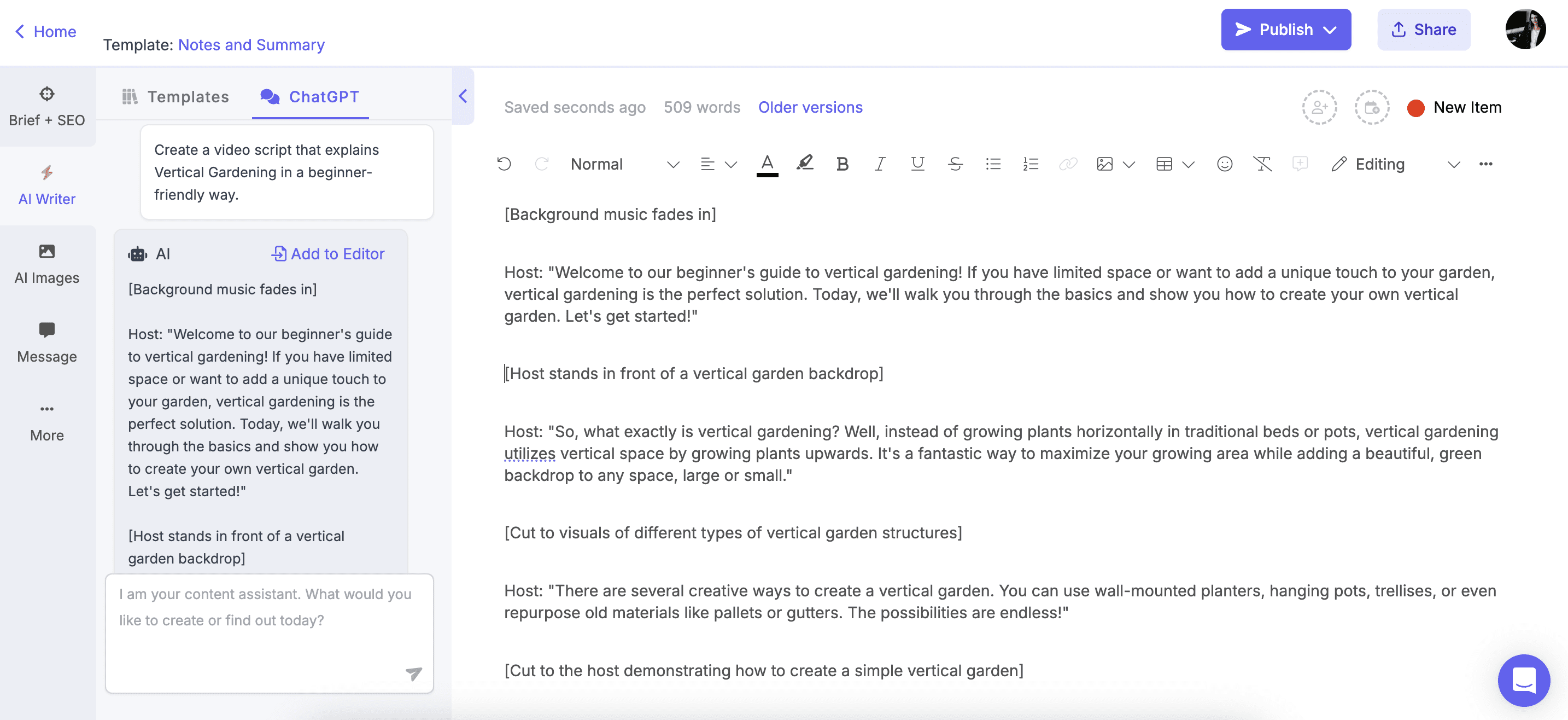 ChatGPT prompts for writing video script 