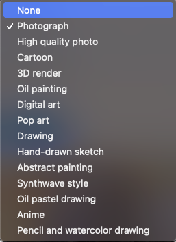 AI image generators: Image style options