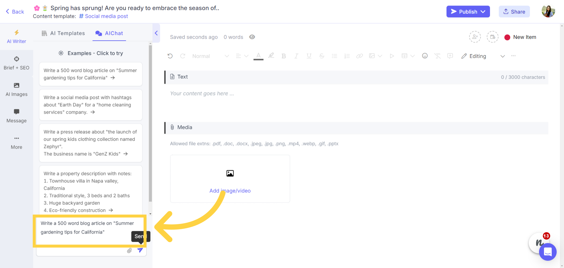 Adding a prompt to the AI Chat tool
