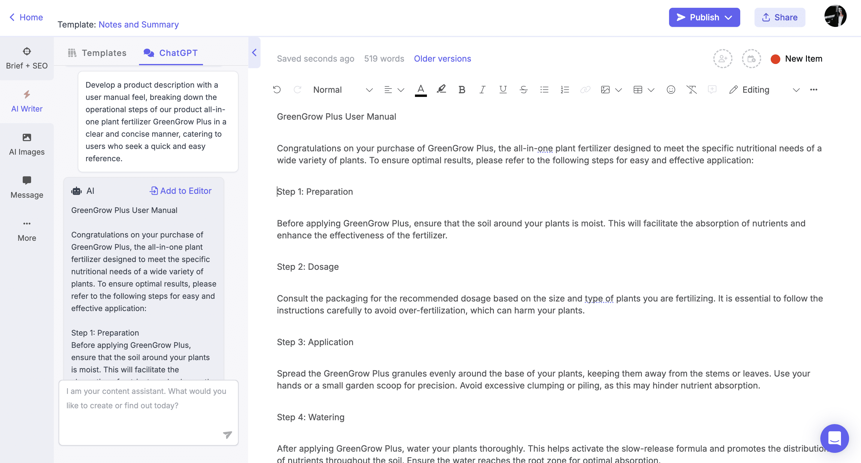 ChatGPT prompts for instructional product descriptions