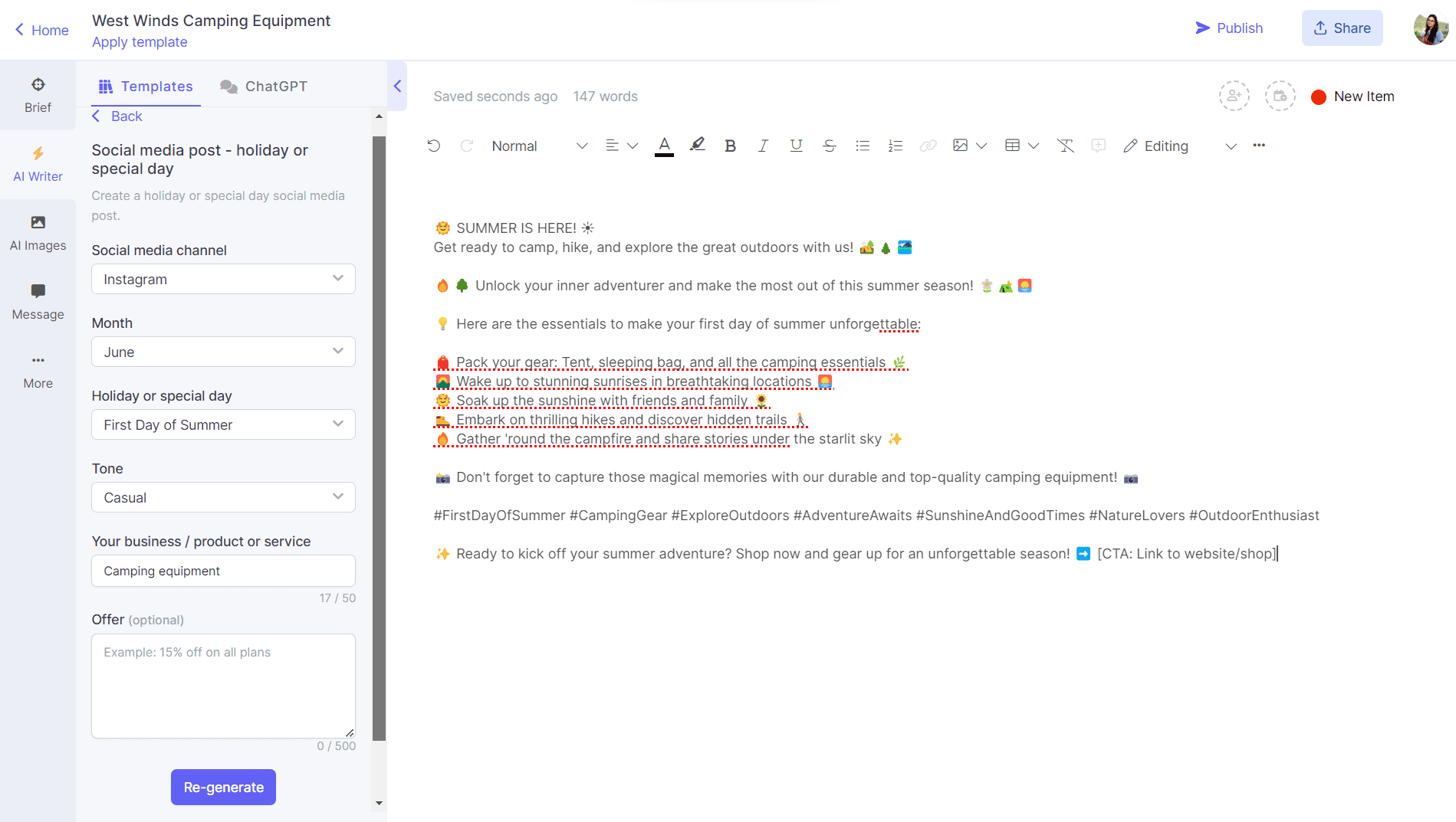 AI for eCommerce - AI social media post generator on Narrato