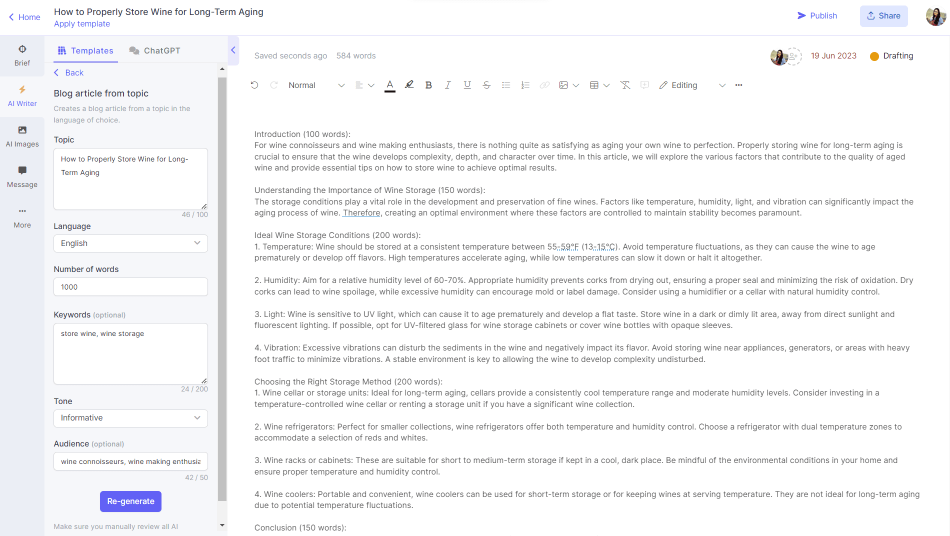 AI blog writer on Narrato