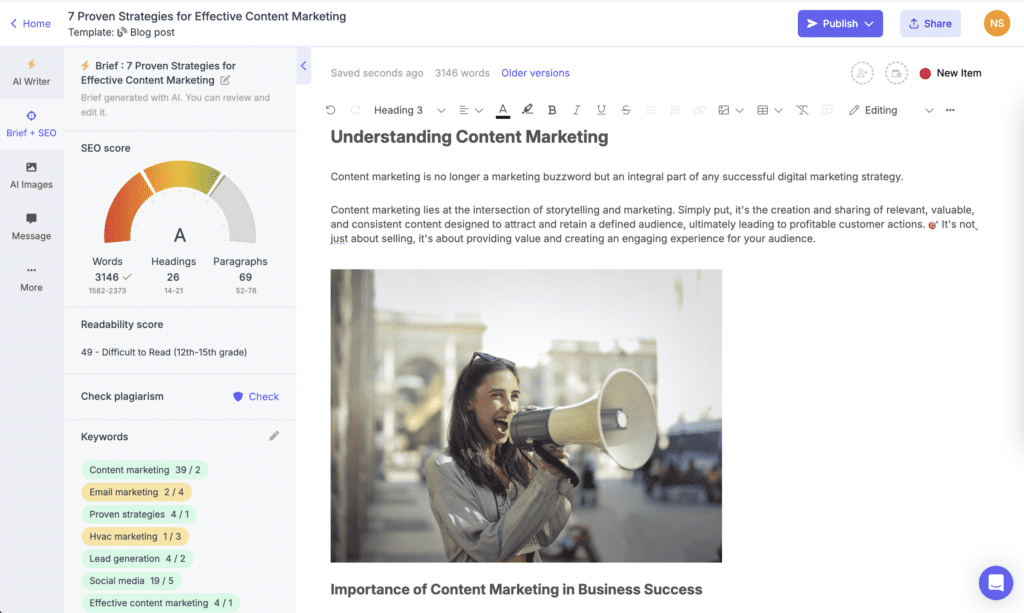 AI blog and SEO writer on Quillbot alternative Narrato