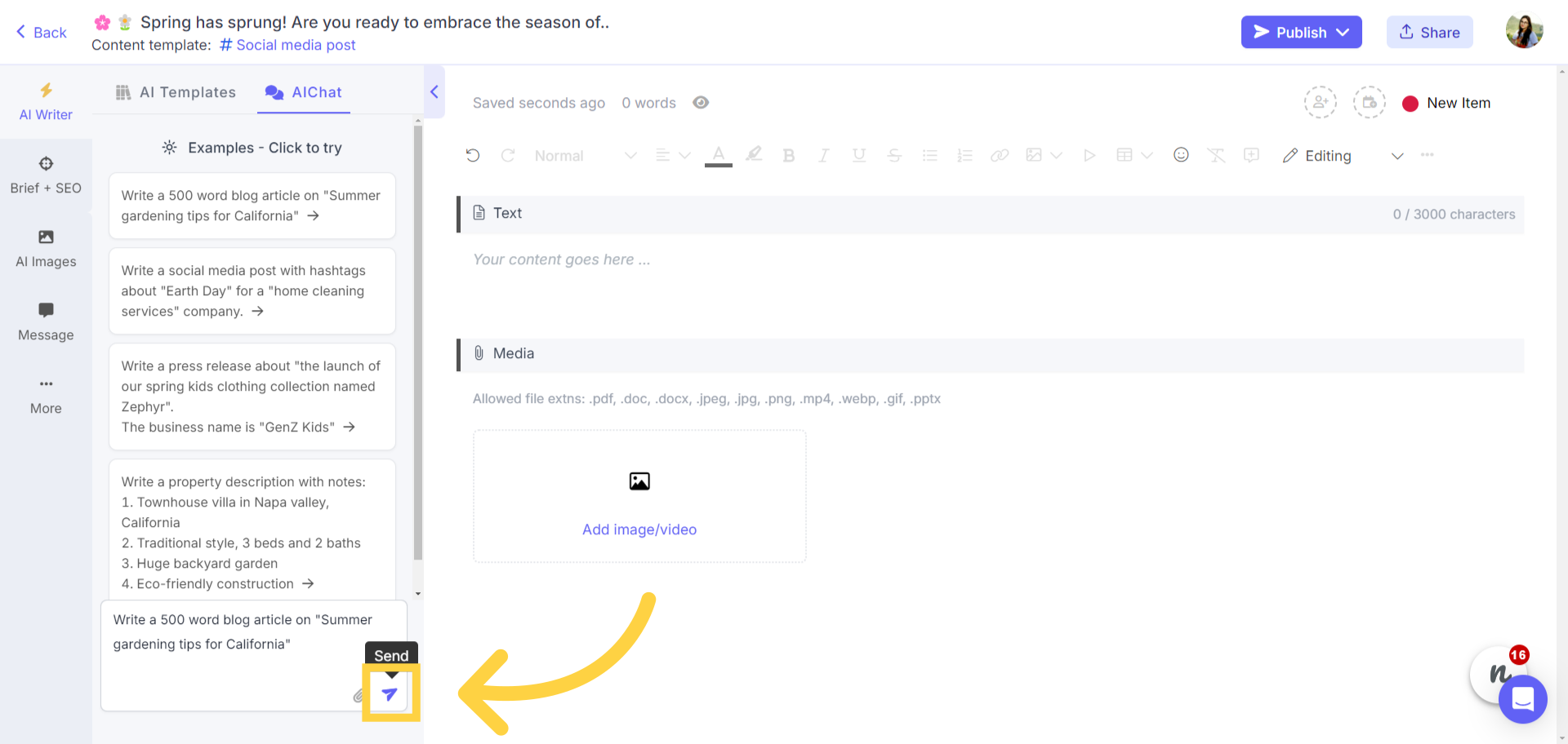 Generating content using AI Chat