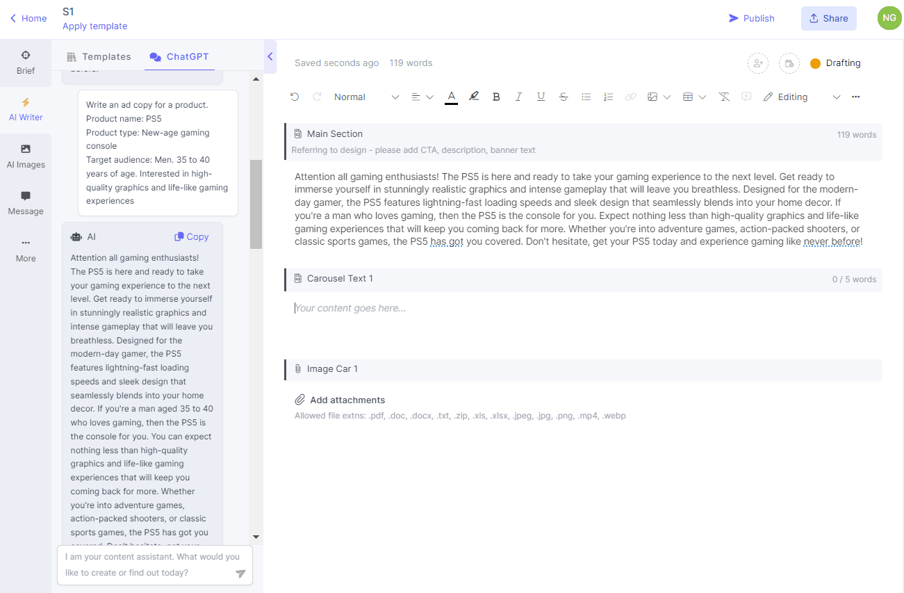 Generative AI Chat on Narrato