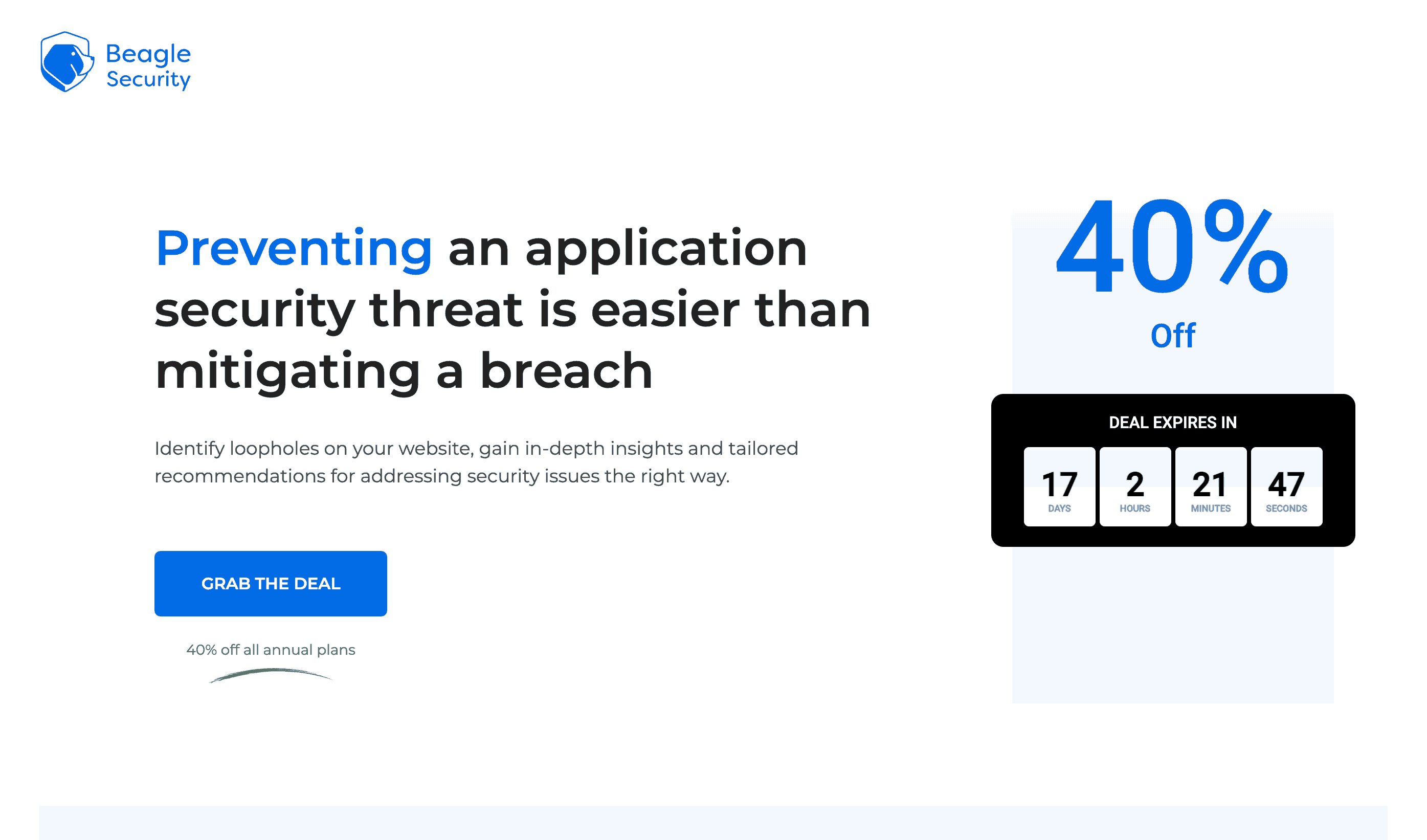 Beagle security BFCM deal 2022