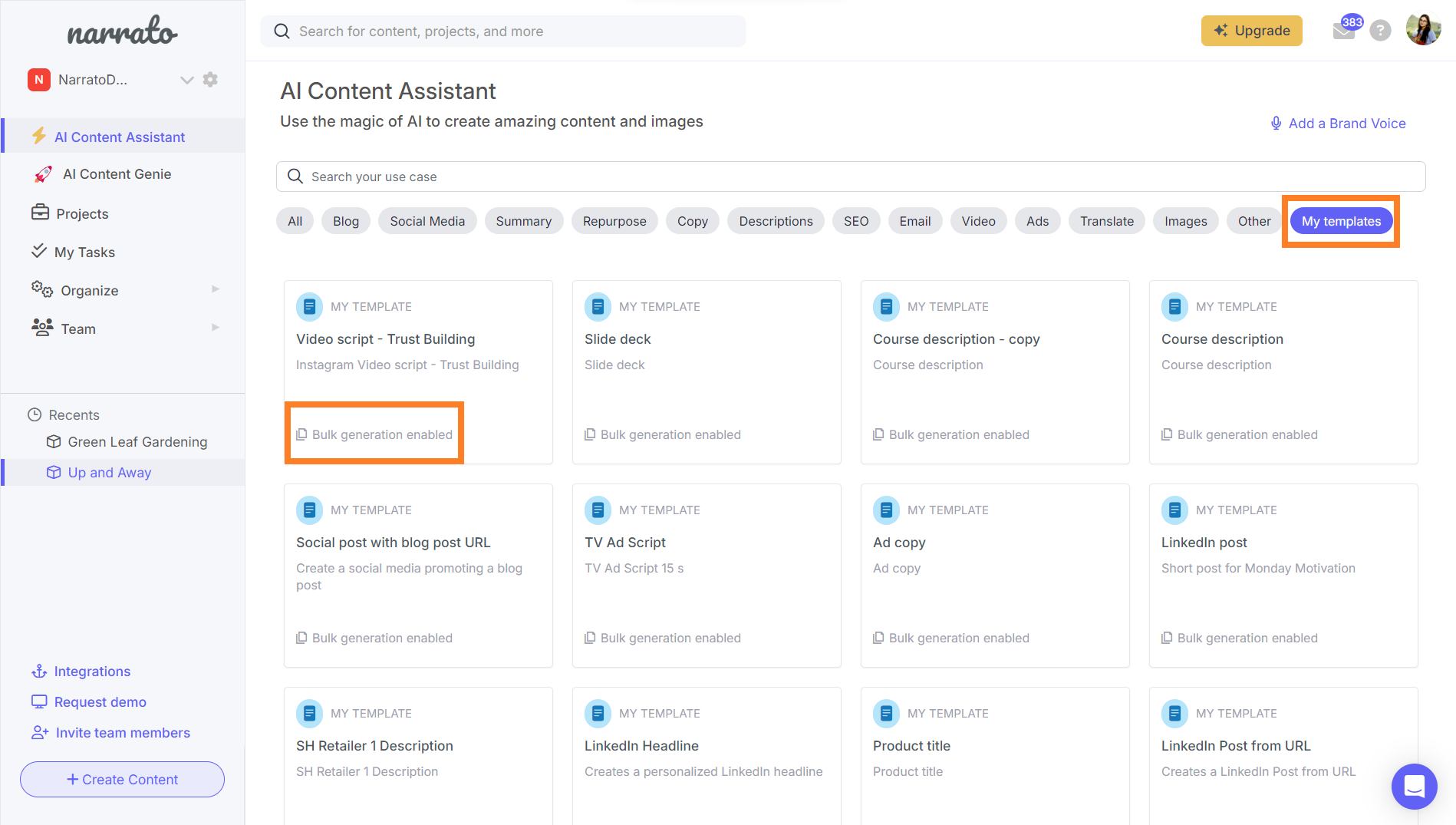 BULK GEN CONTENT WITH CUSTOM AI TEMPLATES