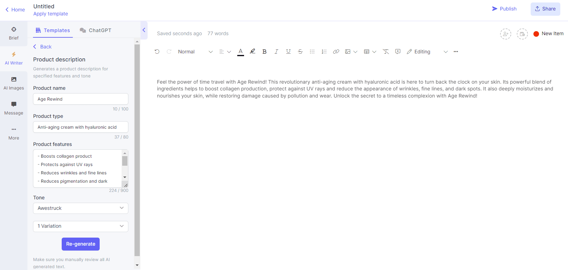 Ai product description generator