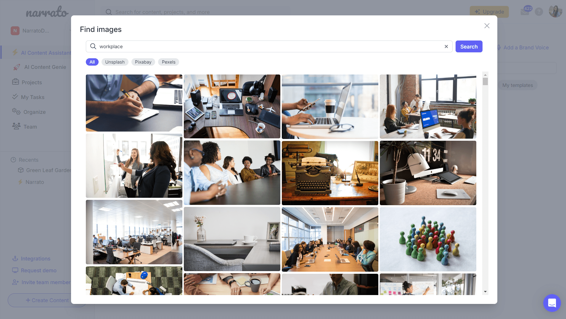 Narrato's free CC image search tool