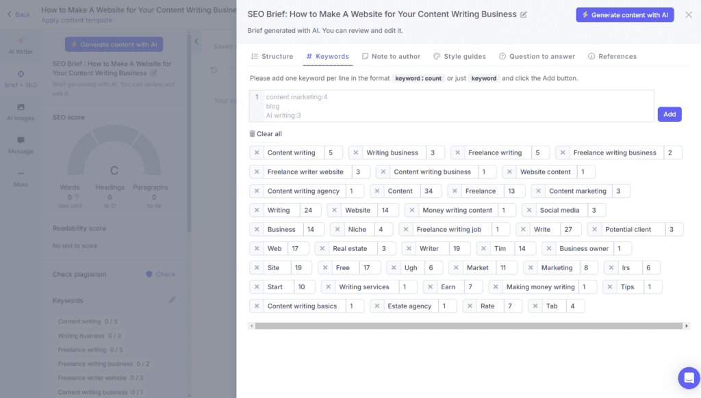 AI blog writer - SEO content brief generator