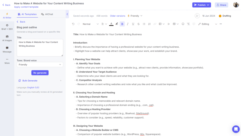 AI blog writer - Blog outline generator on Narrato
