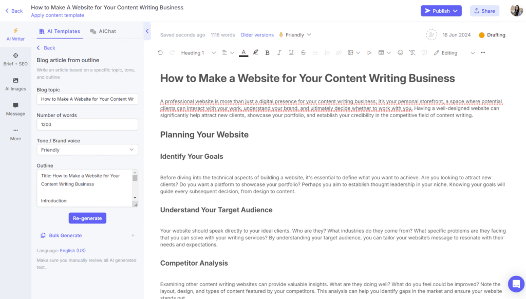 AI blog writer from outline