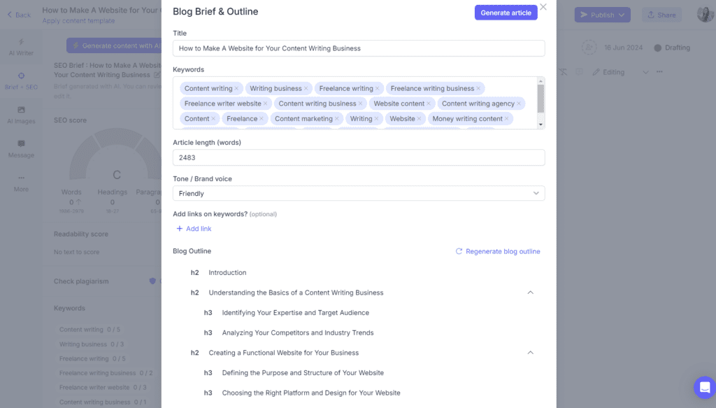 AI blog writer from URLs