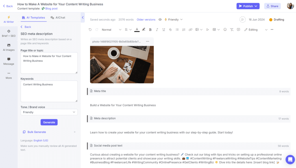 AI blog writer on Narrato
