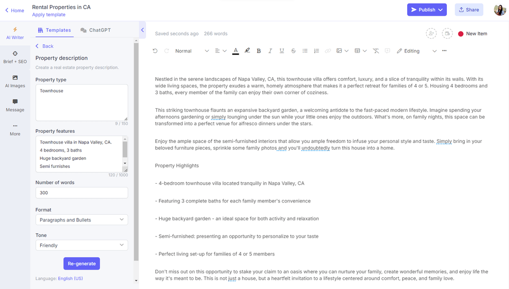 AI for generating descriptions - property descriptions