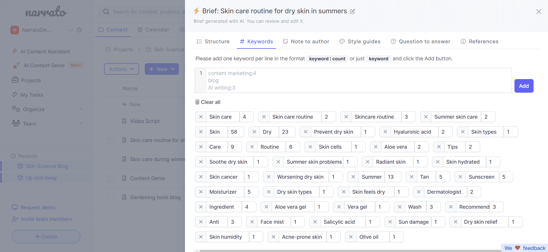 AI SEO tools for SEO brief generation - Narrato
