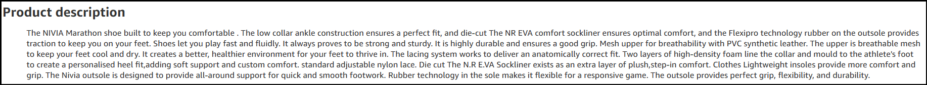 A good Amazon product description