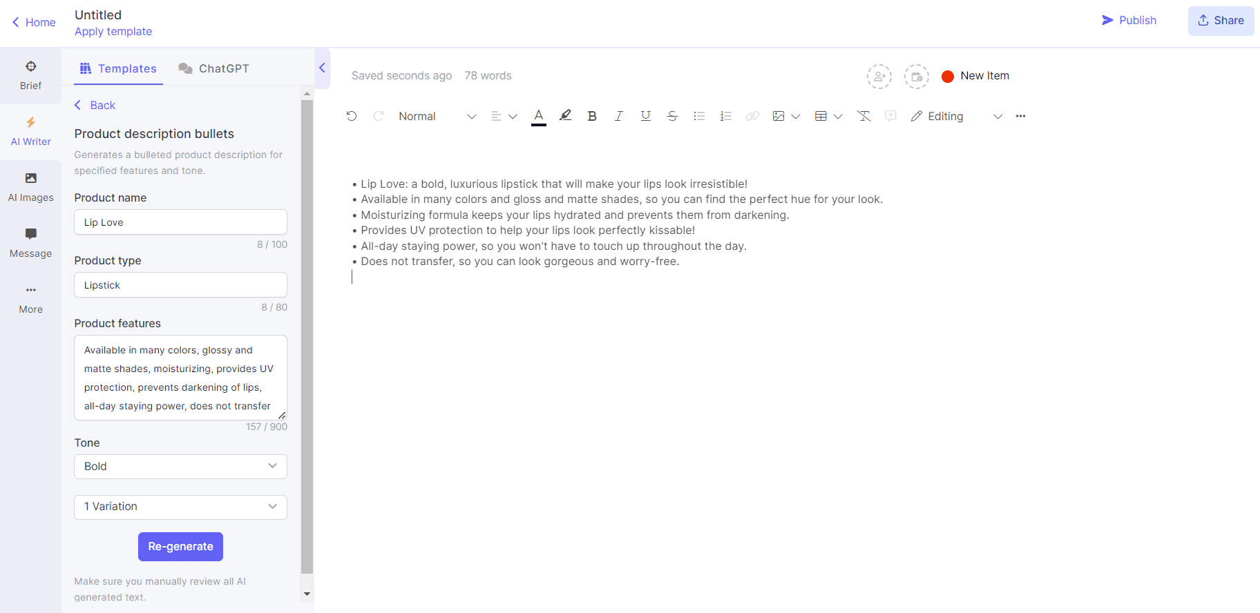 AI-generated product description