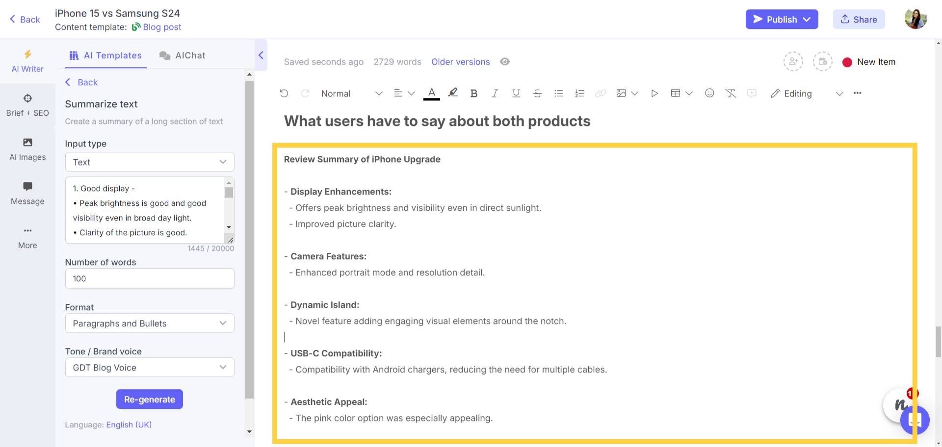 AI-generated review summary