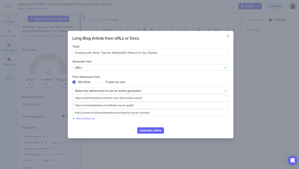 AI blog article writer on Narrato