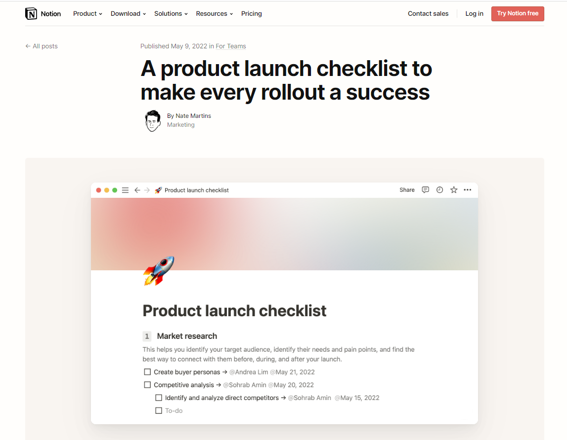 Product-led content in the Notion content marketing strategy
