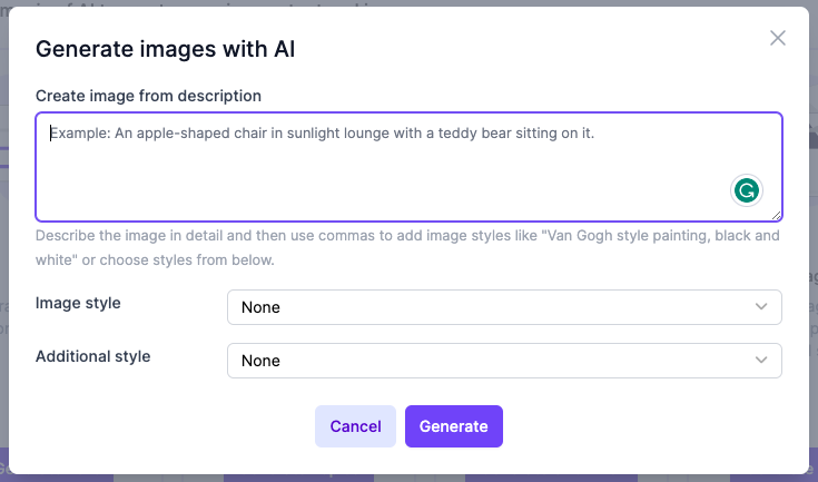 AI image generator on Narrato