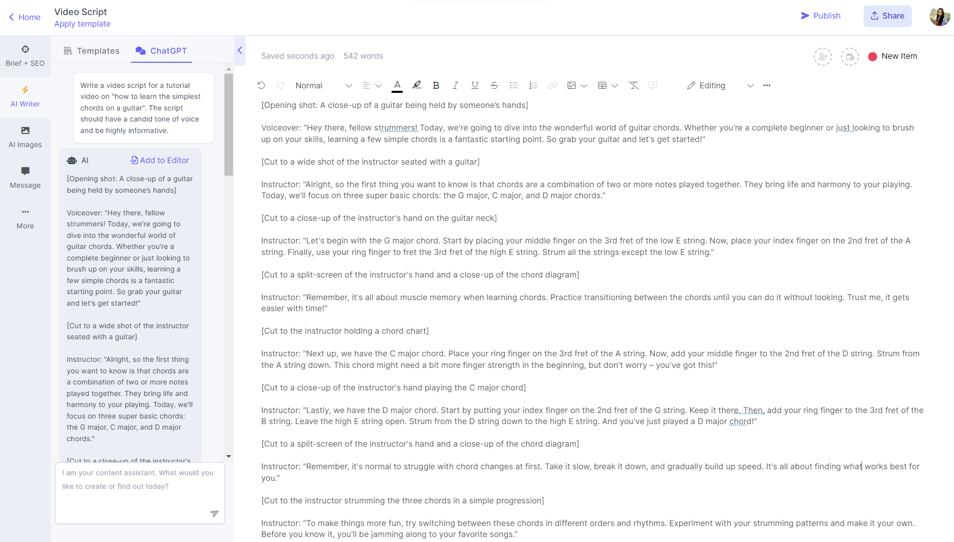 AI video script generator - AI Chat on Narrato