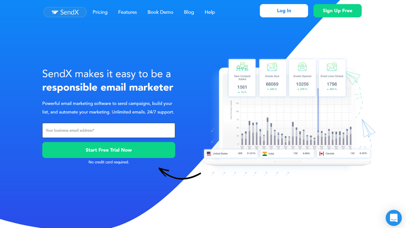 sendx homepage