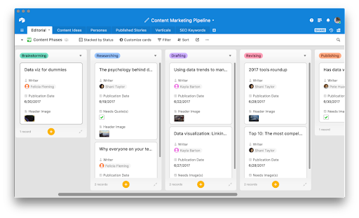 content calendar tool : Airtable