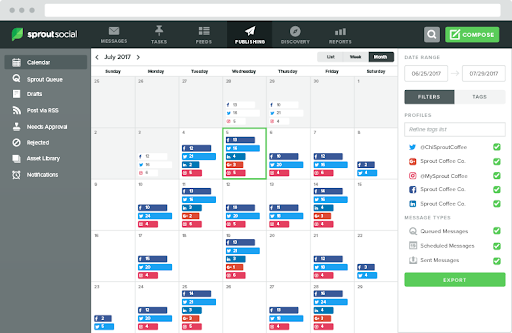 content calendar tools : SproutSocial