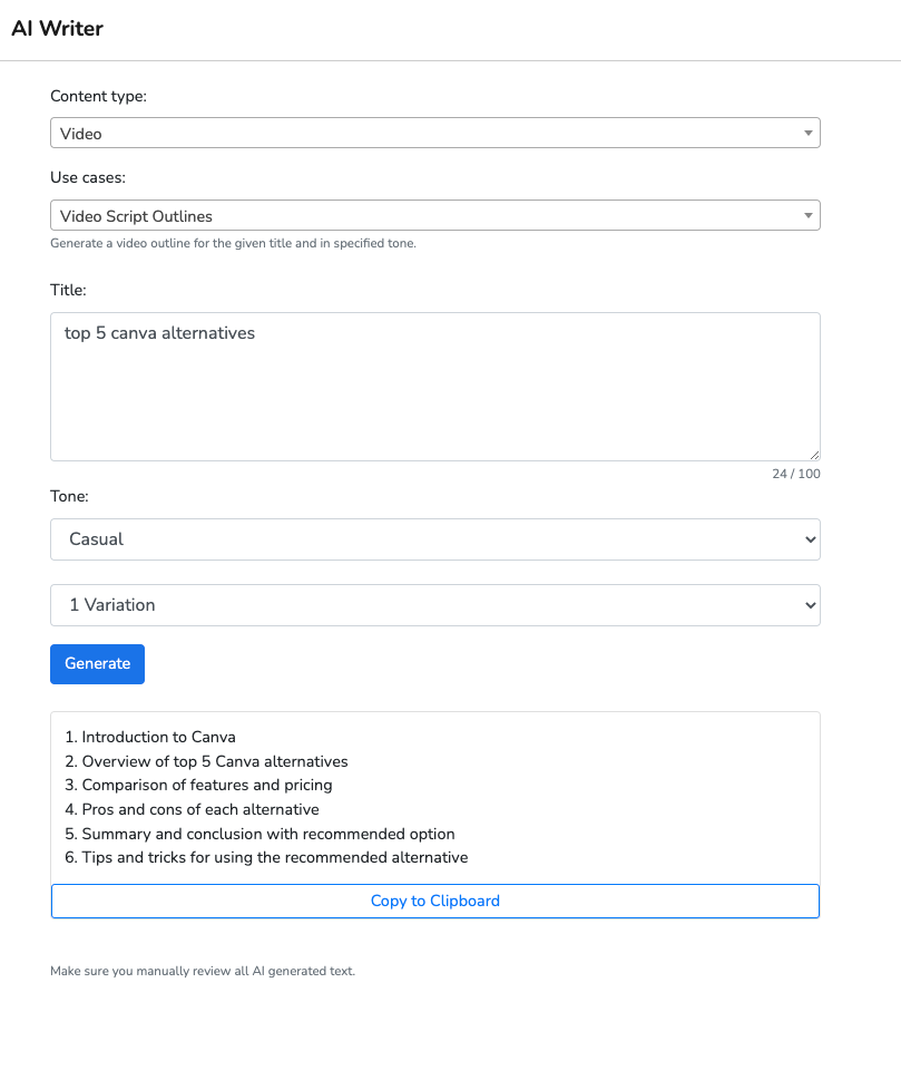 Narrato AI video script outline generator